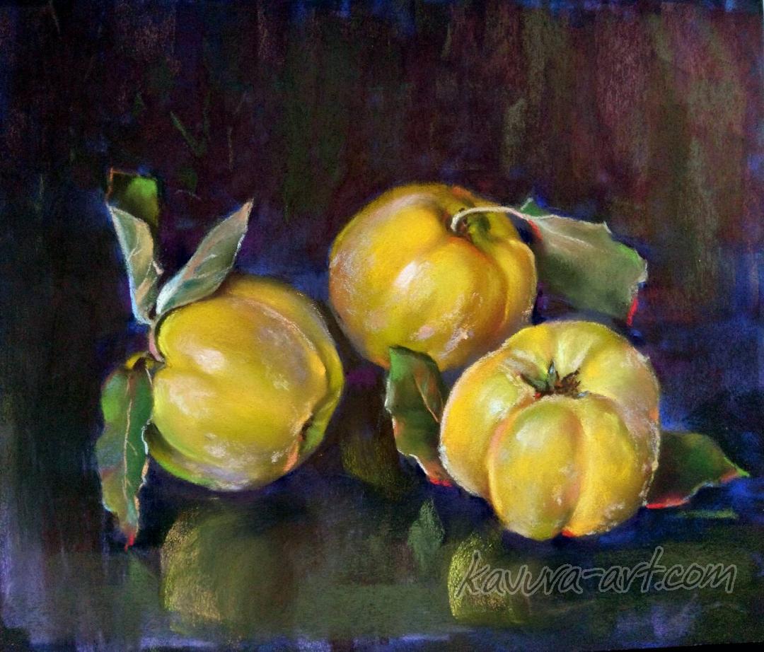 "Quince" Pastel on paper.