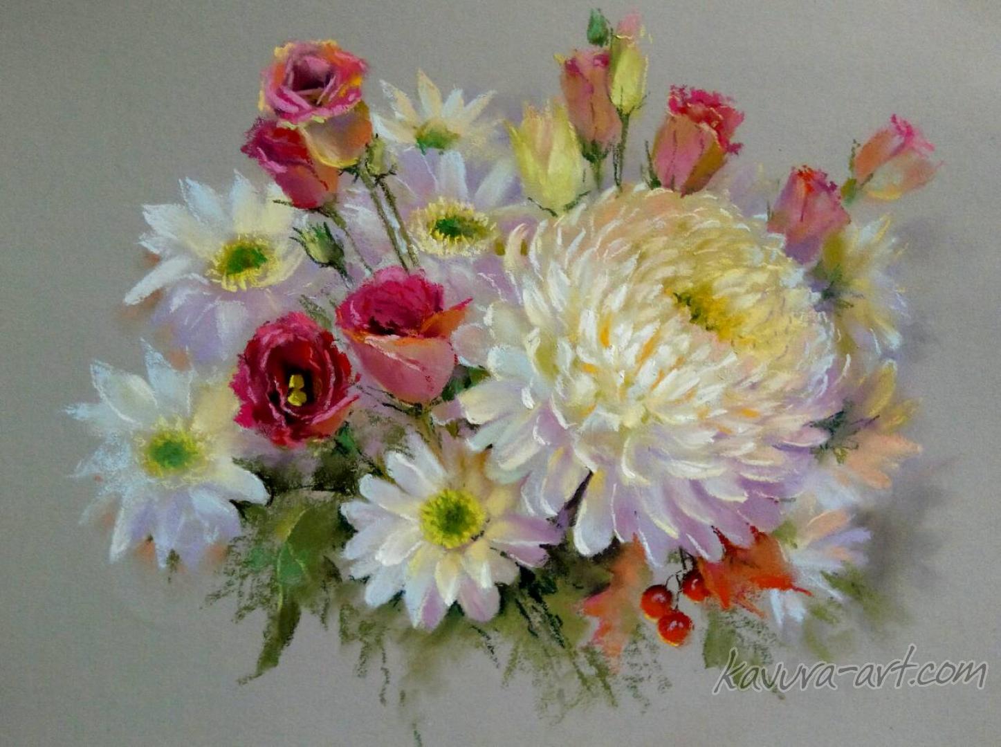 "Chrysanthemum" Pastel on paper.