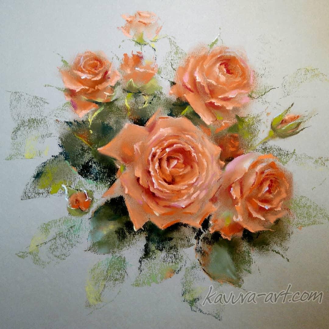 "Week of roses" Pastel on paper.
