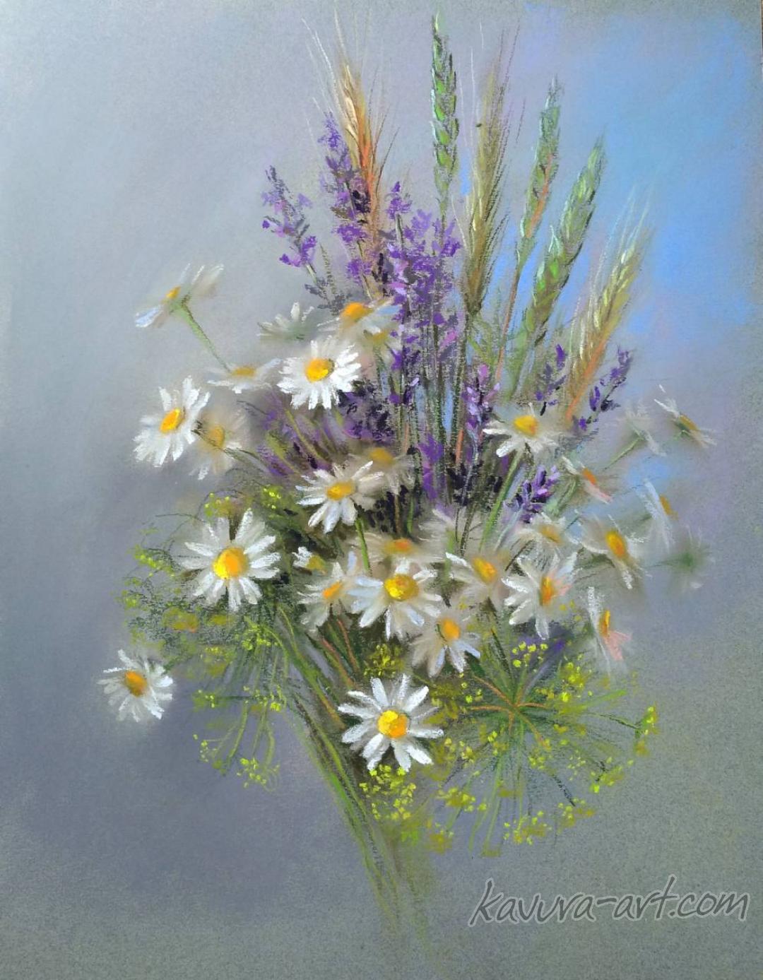 "Chamomile and lavender" Pastel on paper.