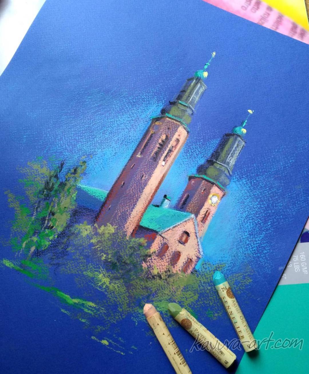 "Stockholm" Oil pastel.
