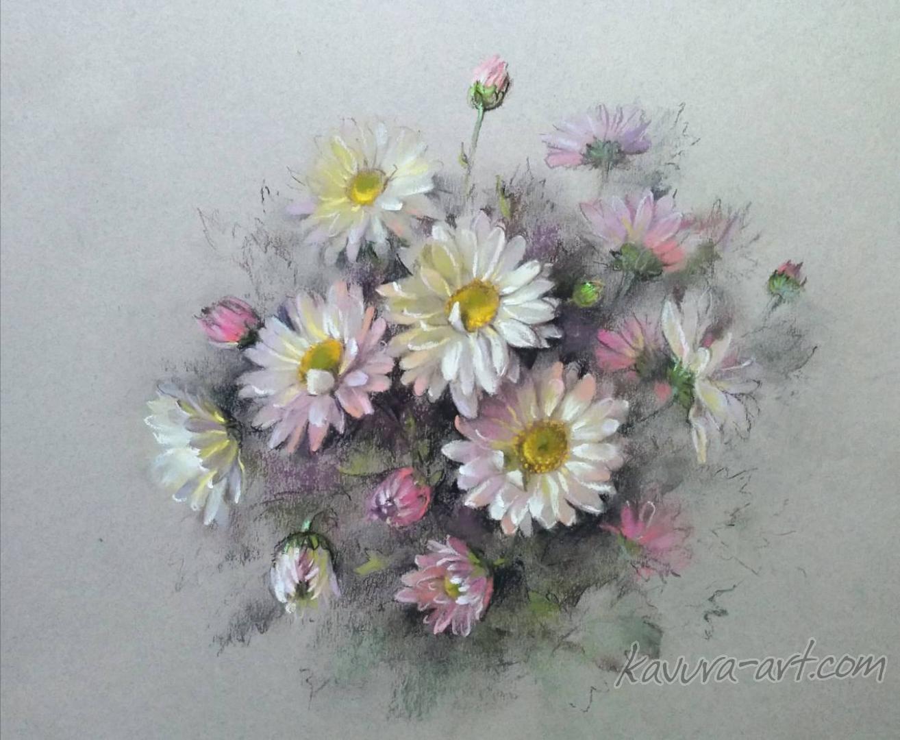 "Chrysanthemum" Pastel on paper.