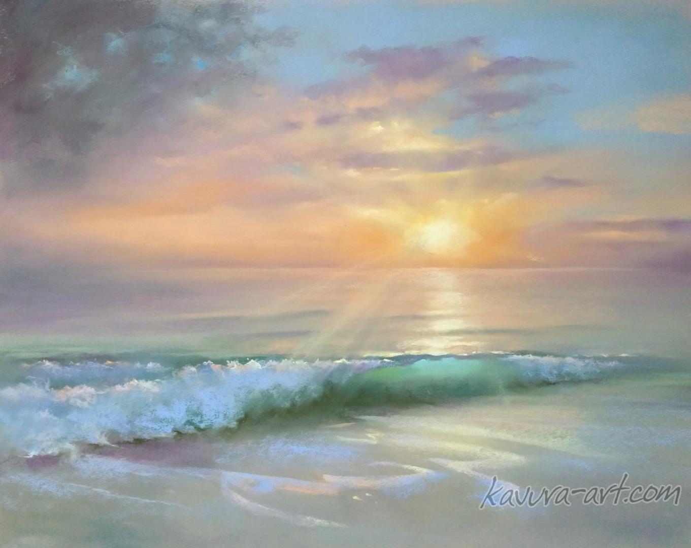 "Sea sunset" Pastel on paper.