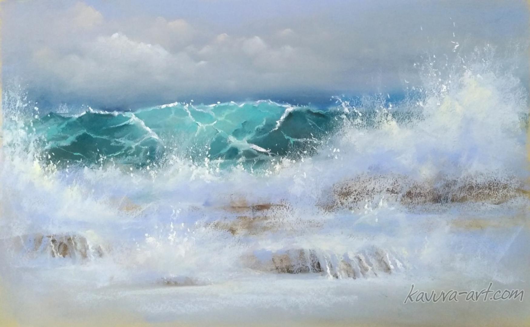 "Sea & Waves" Pastel on paper.