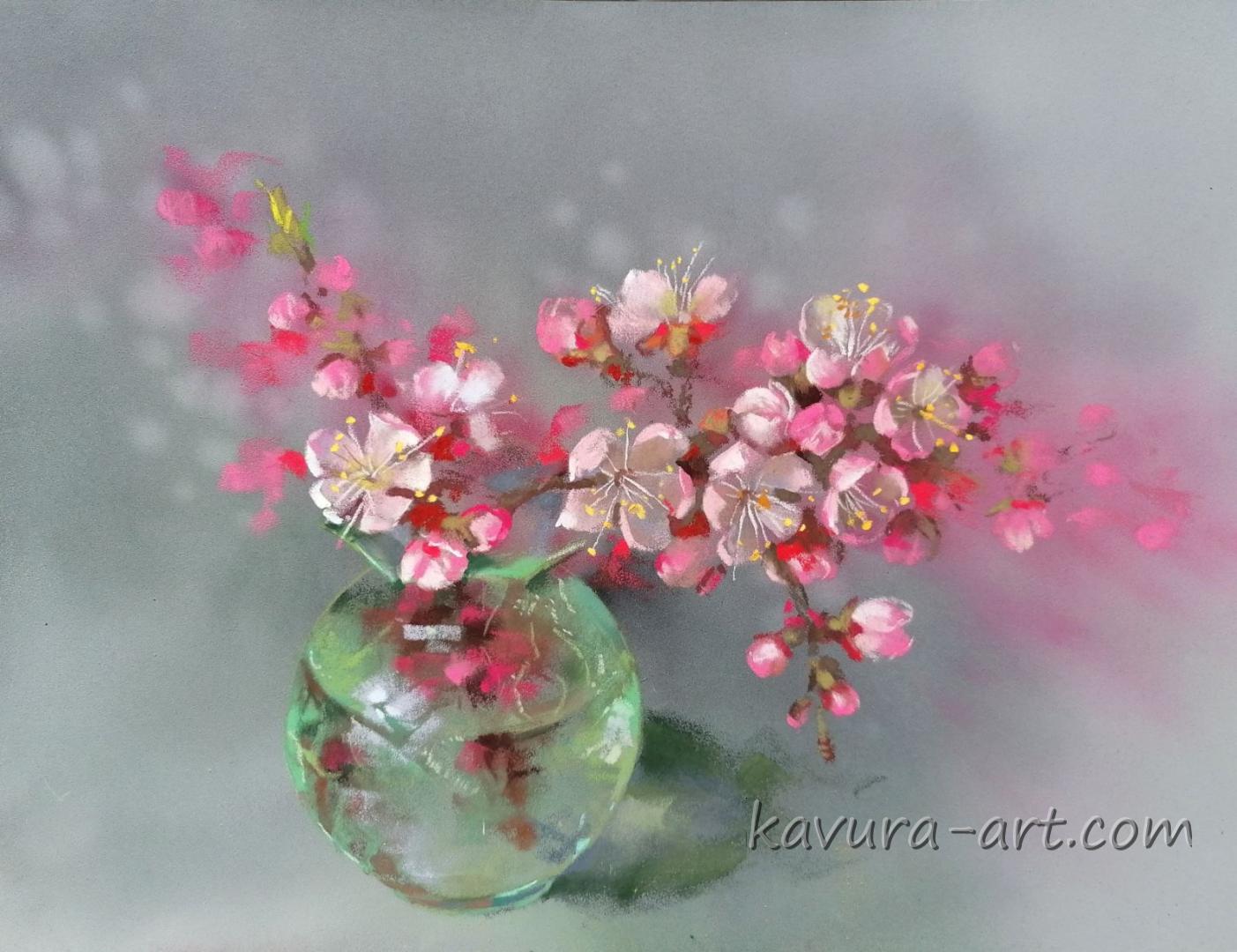 "Apricot blossom" Pastel on paper.