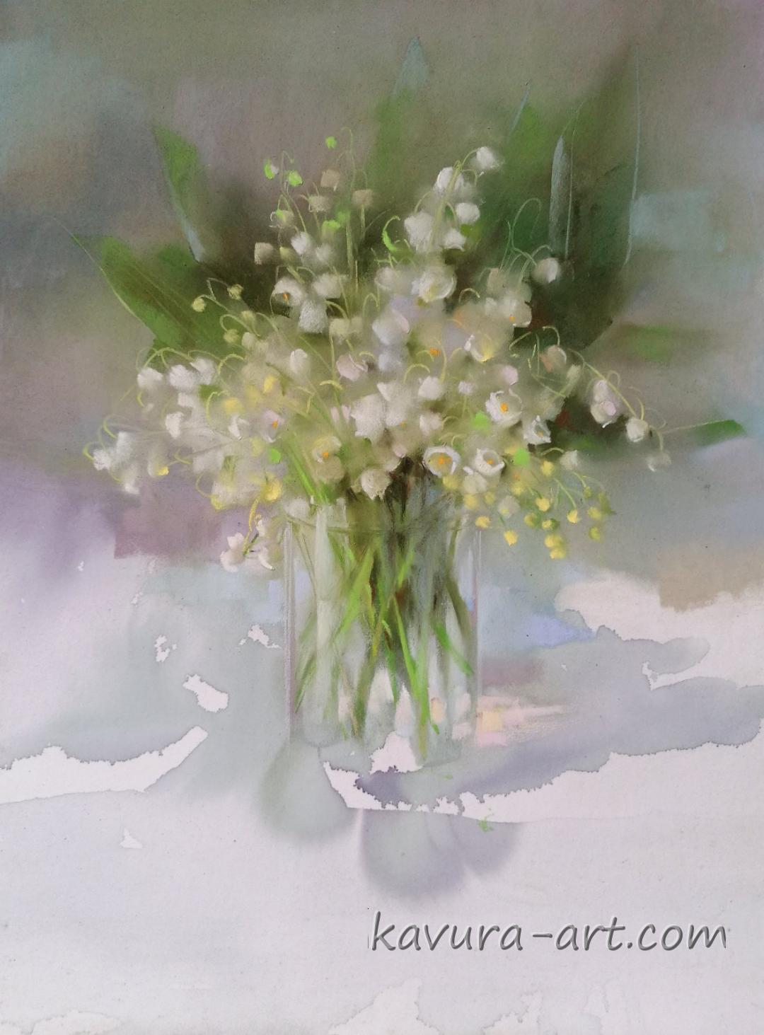 "Lily of the valley" Pastel on paper.