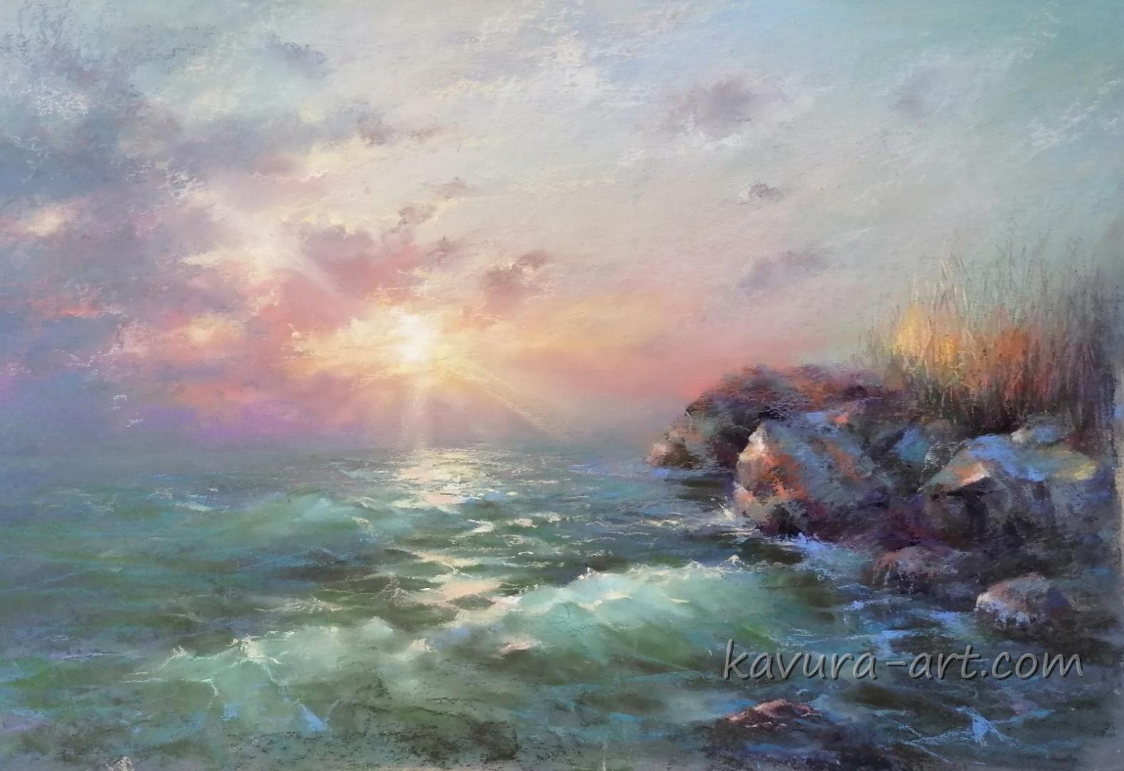 "Sunset in Cyprus " Pastel on paper.