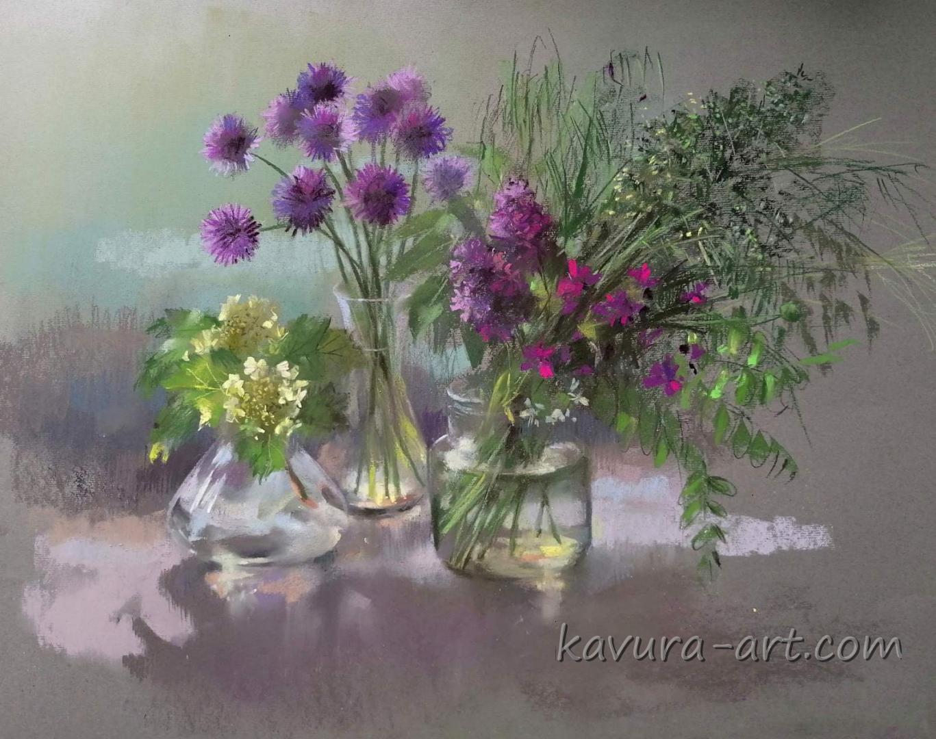 "Spring flowers" Pastel on paper.