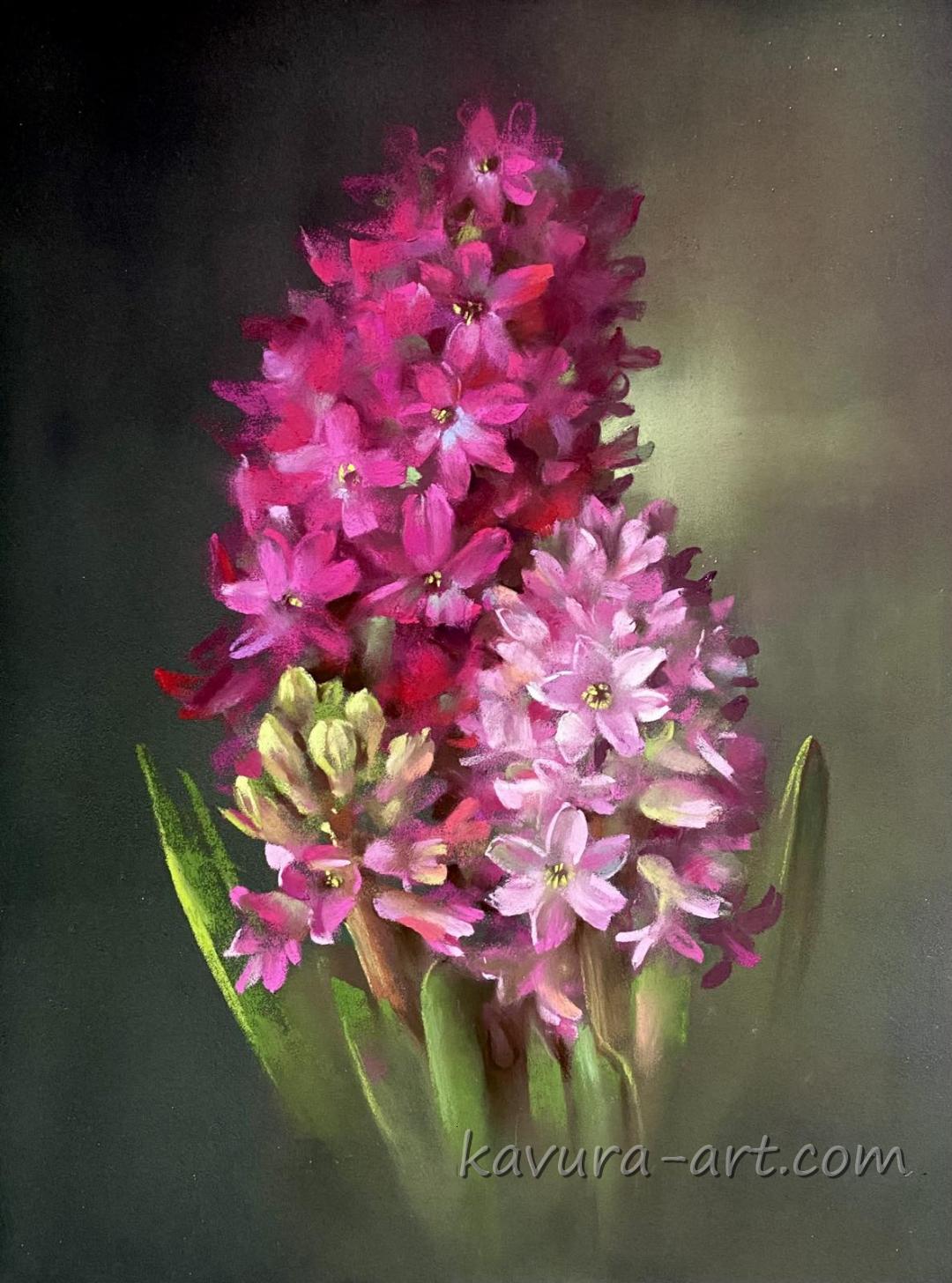 "Pink hyacinth" Pastel on paper.