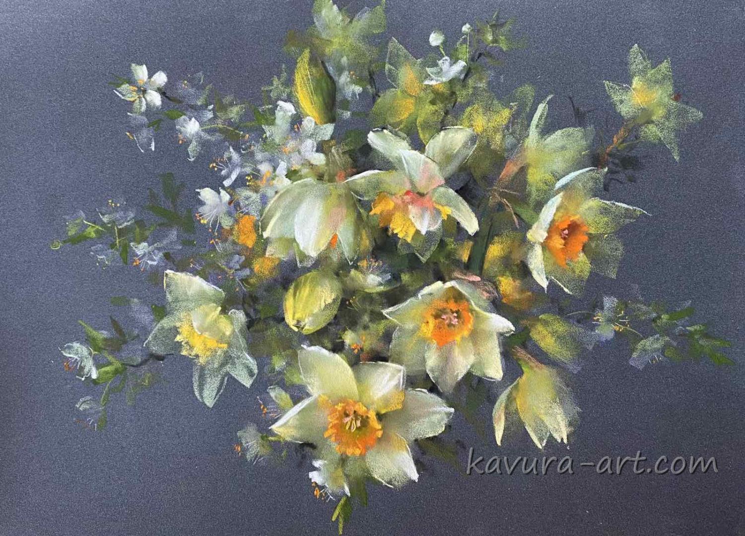 "Spring flowers " Pastel on paper.