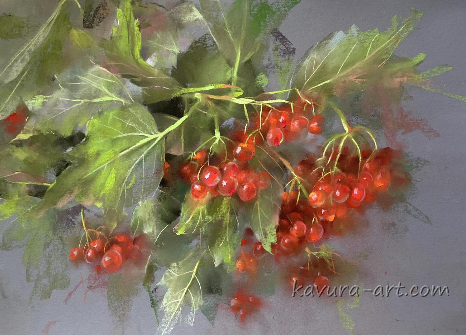 "Red viburnum" Pastel on paper.