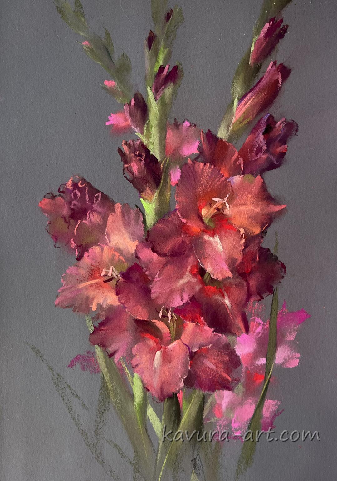 "Gladiolus" Pastel on paper.