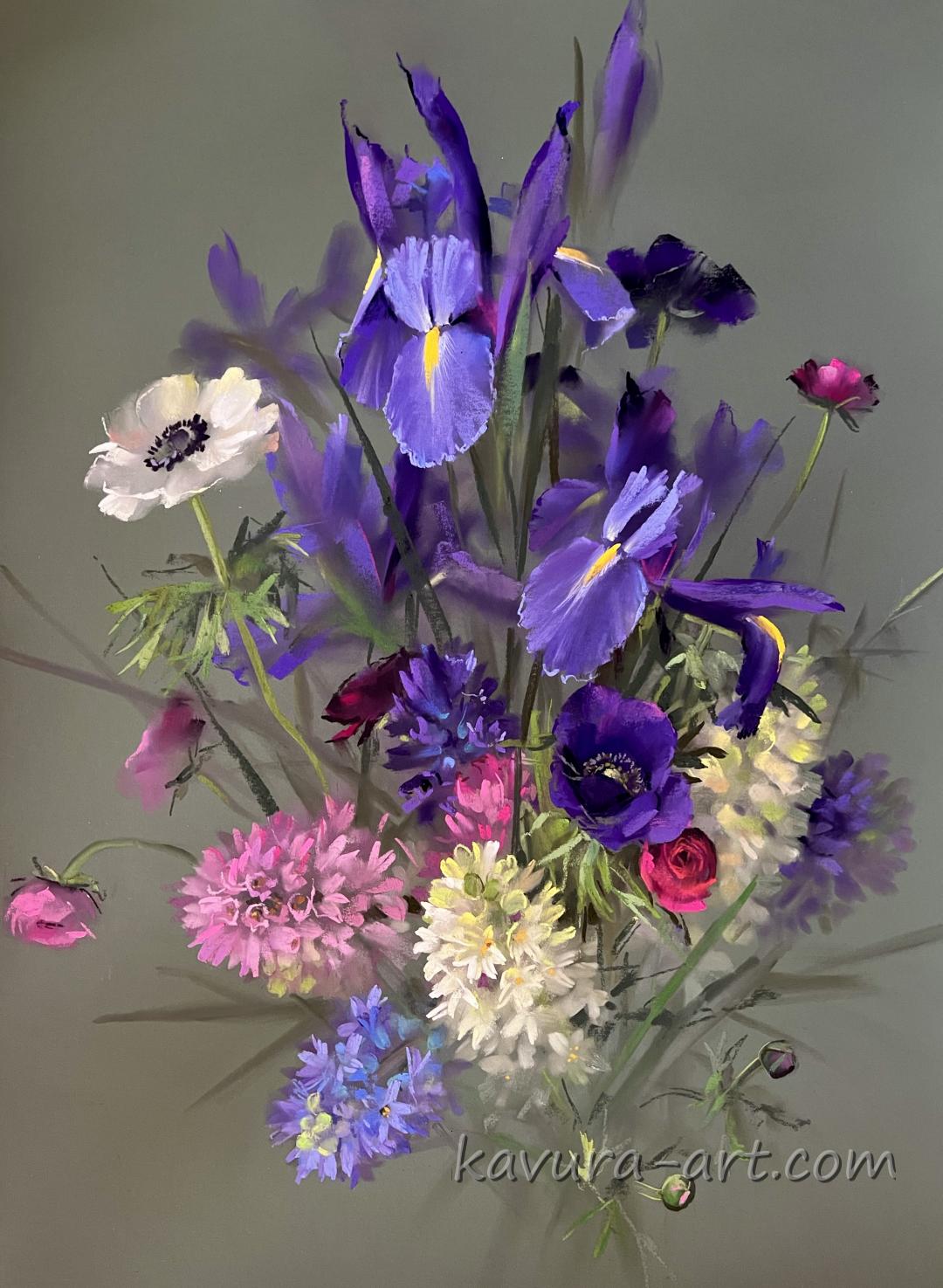 "New season flowers" Pastel on paper.
