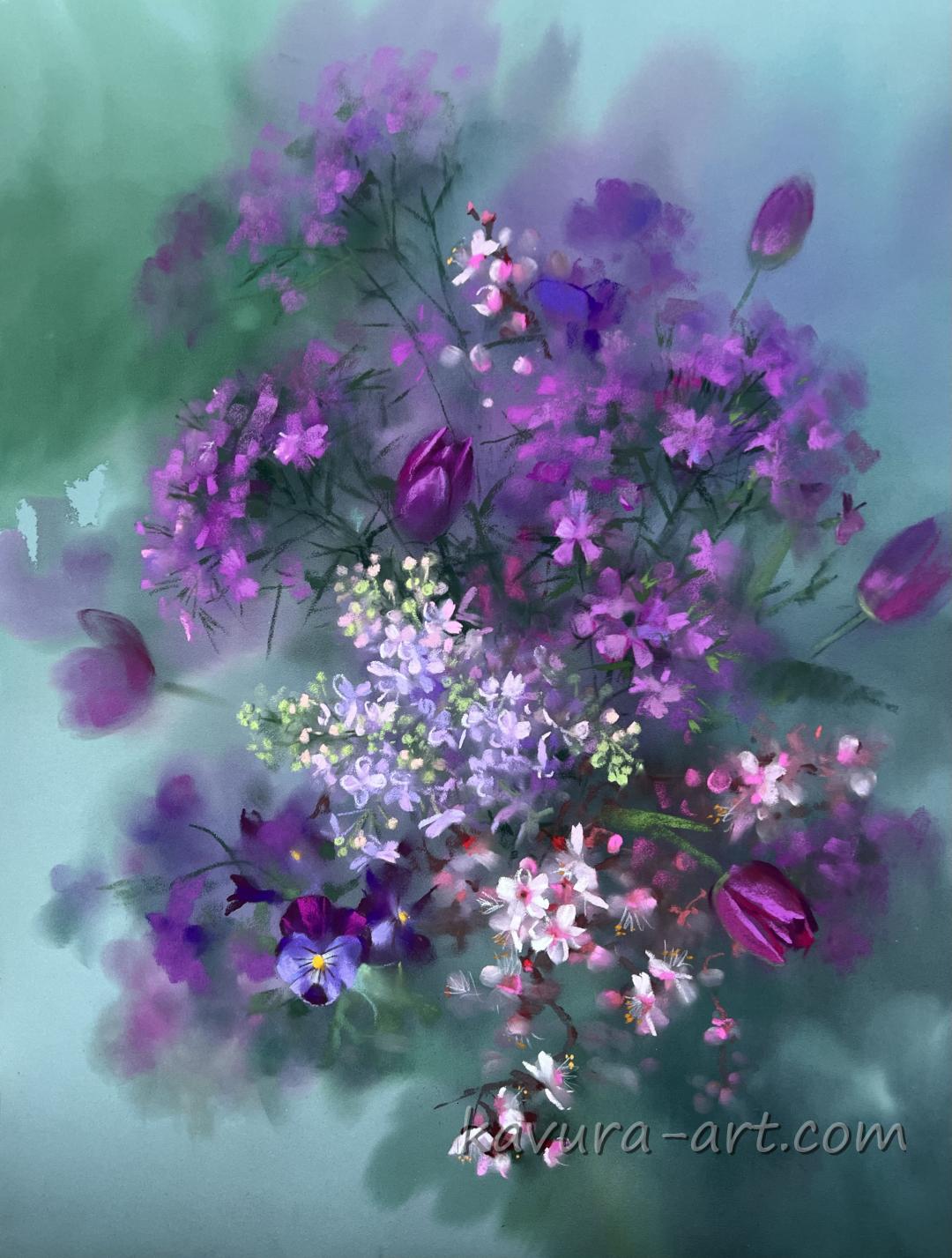 "Purple spring" Pastel on paper.