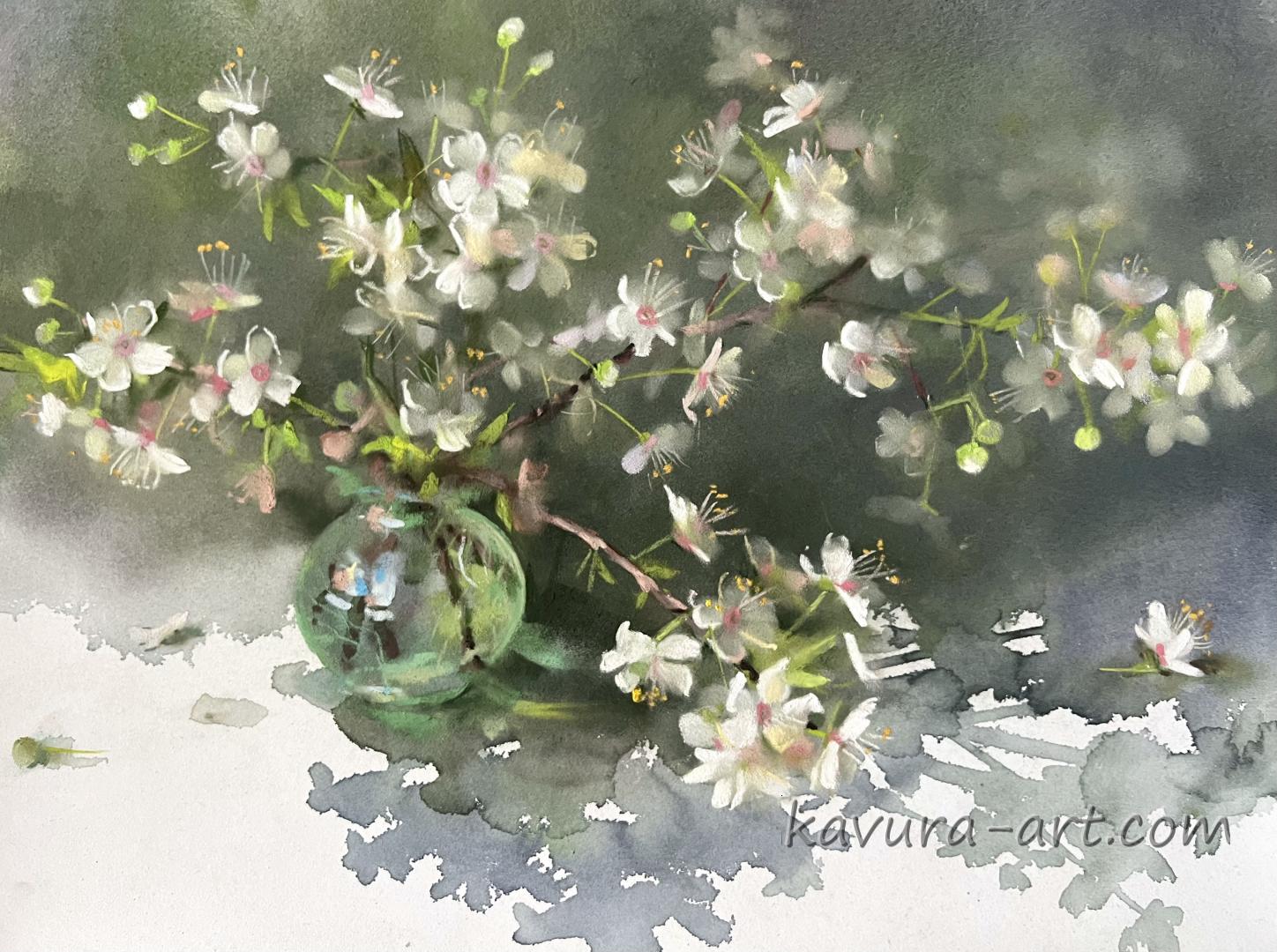"Cherry Blossom" Pastel on paper.