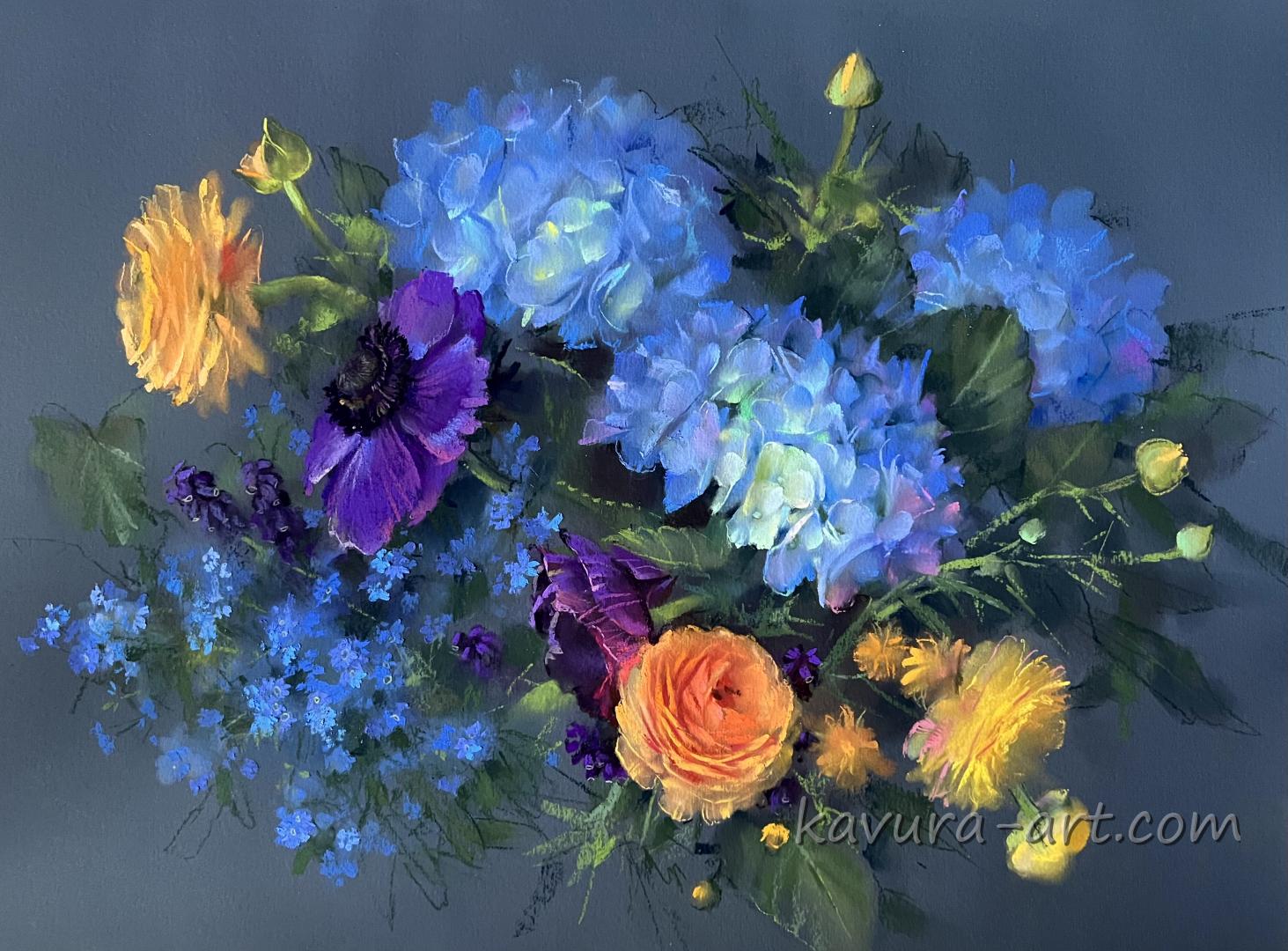 "Sunny rain" Pastel on paper.