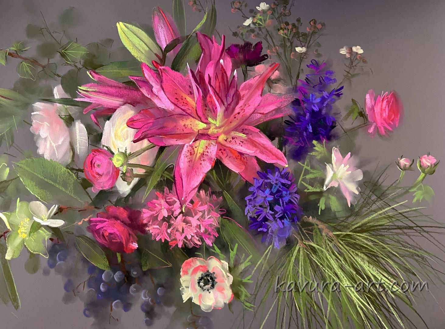 "Lily" Pastel on paper.