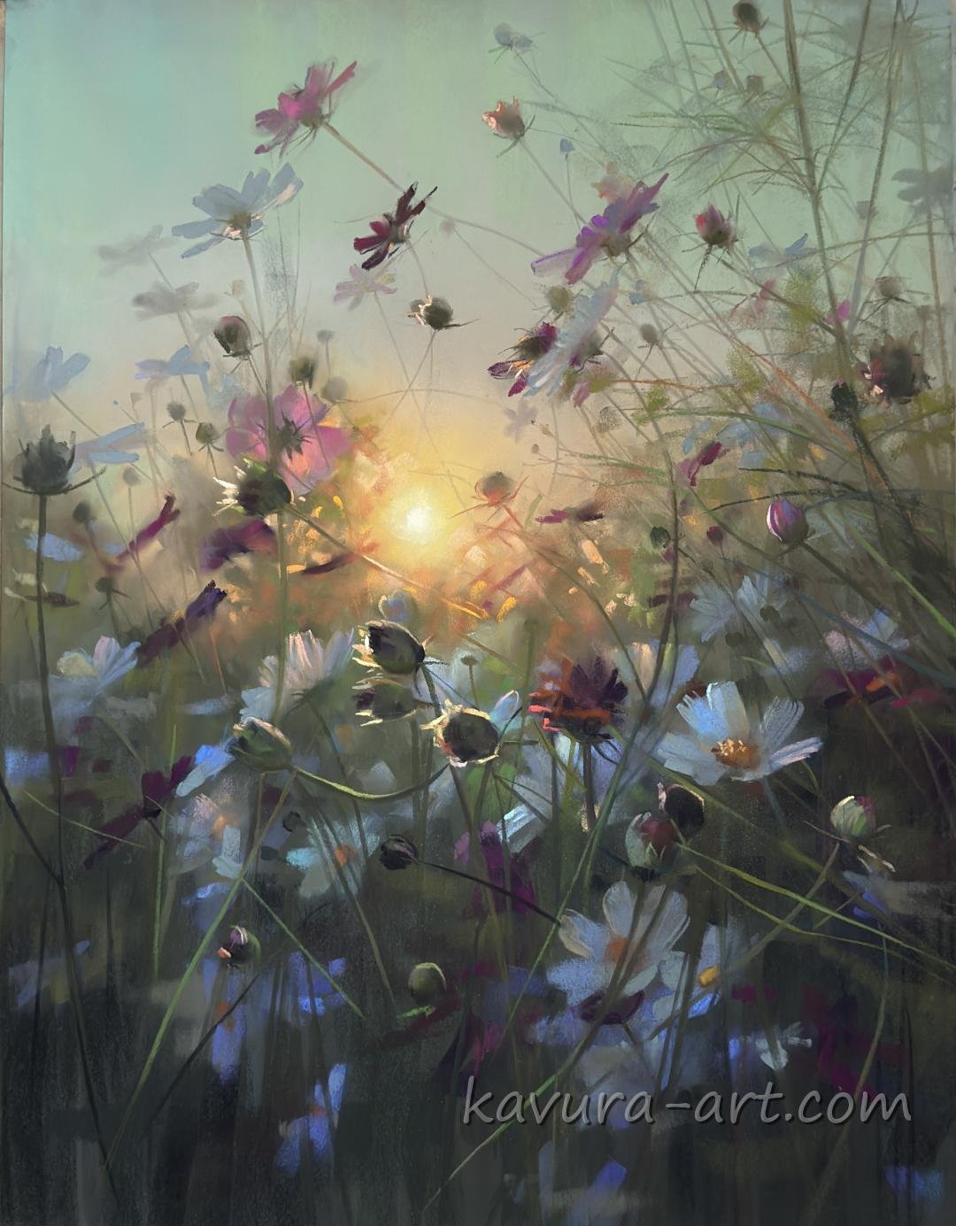 "Little cosmos" Pastel on paper.