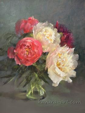 "Coral and white peonies"