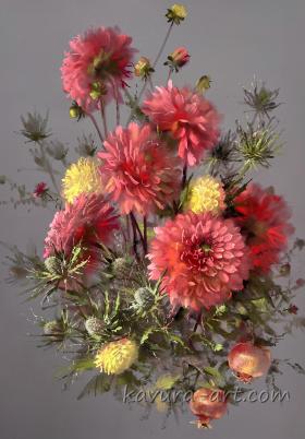 "Dahlias and pomegranate"